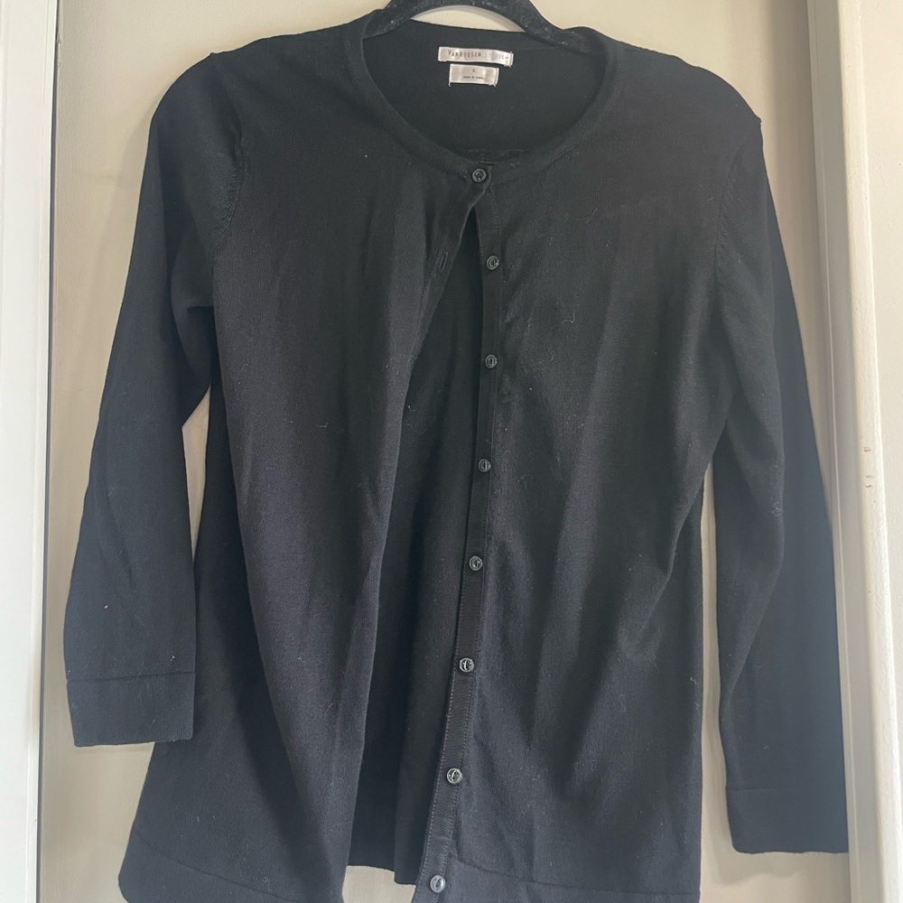 Van Heusen Black Knit Crewneck Cardigan